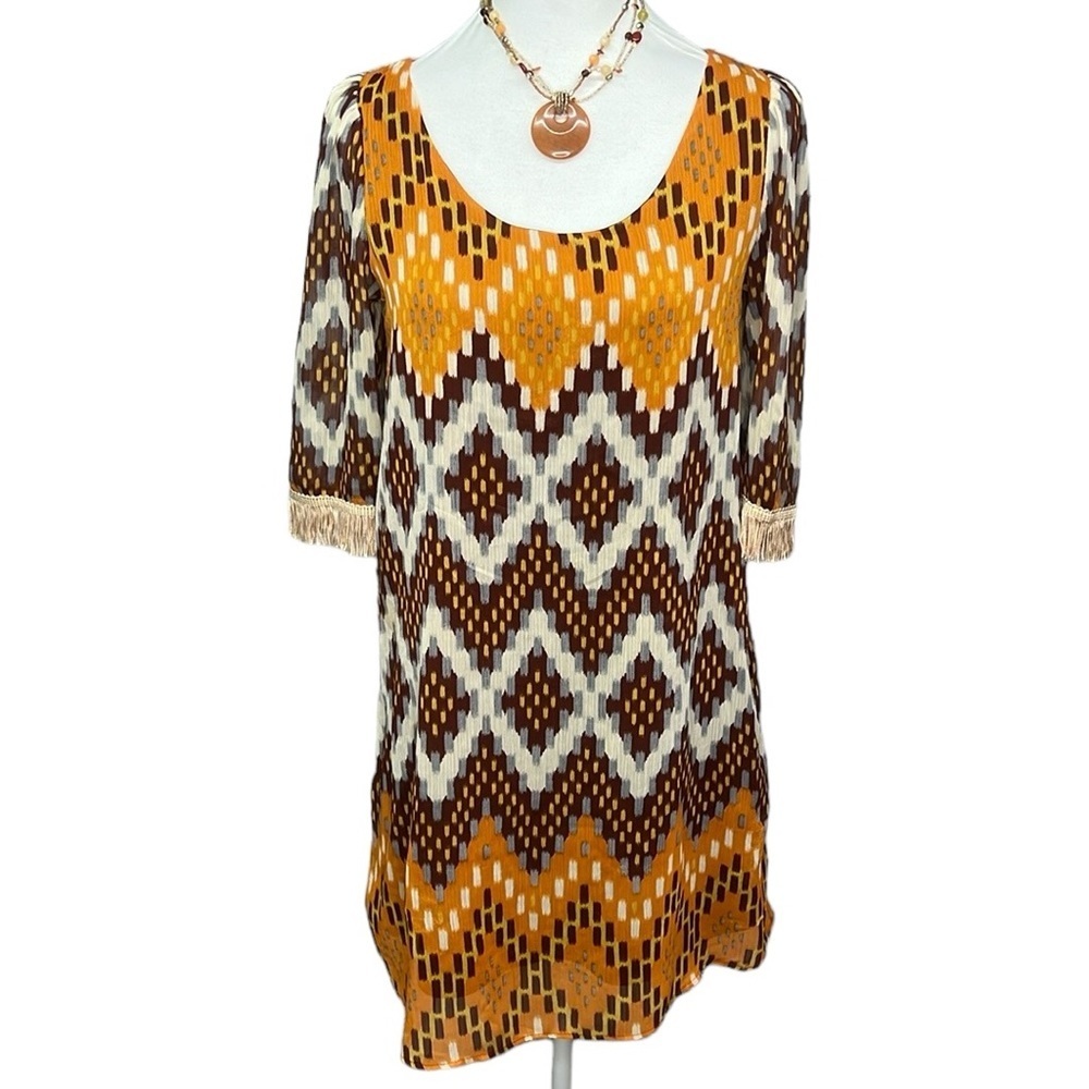 Judith March Fringes Printed Dress